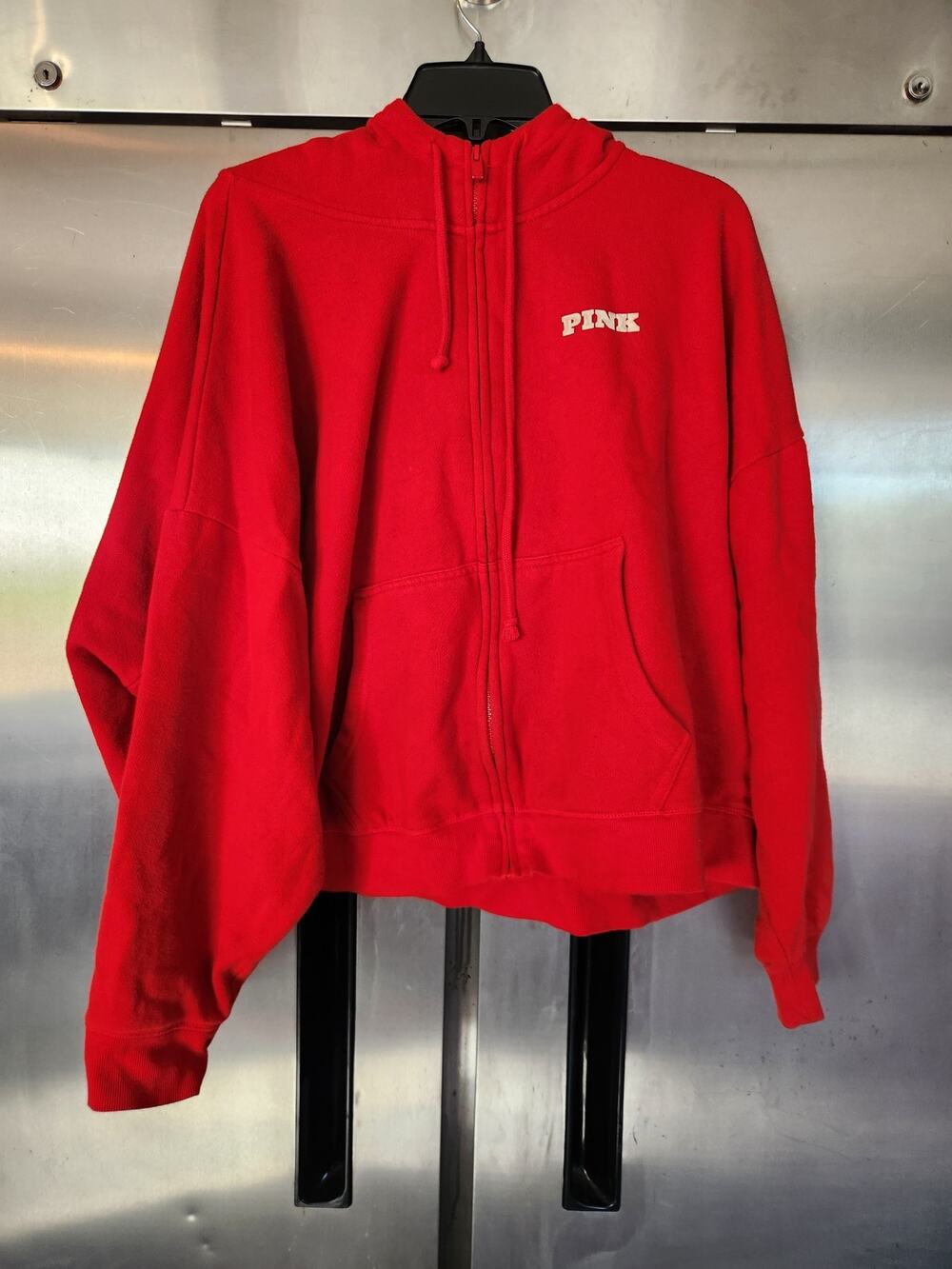 PINK Victoria's Secret Red Full-Zip Hoodie Size XXL